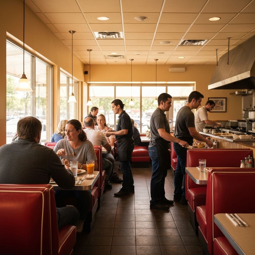 Community dining at casual local restaurant