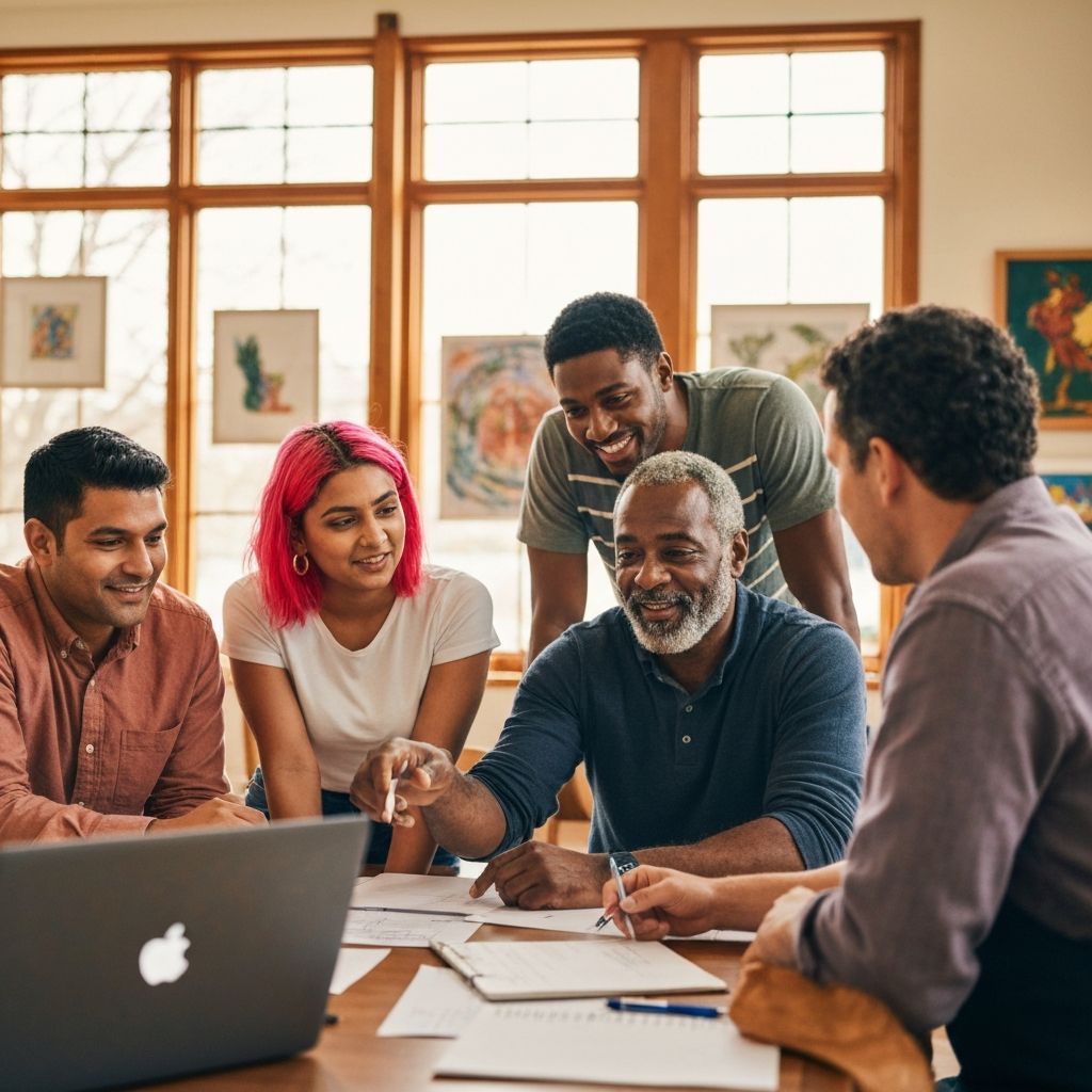 Community members working together